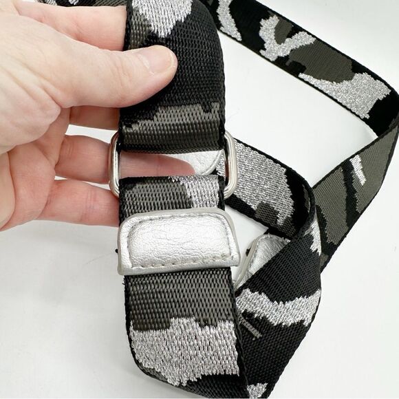 Guitar Strap‎ for Purse Bag Silver Metallic Gray Black Camouflage Camo Pattern - Picture 5 of 7